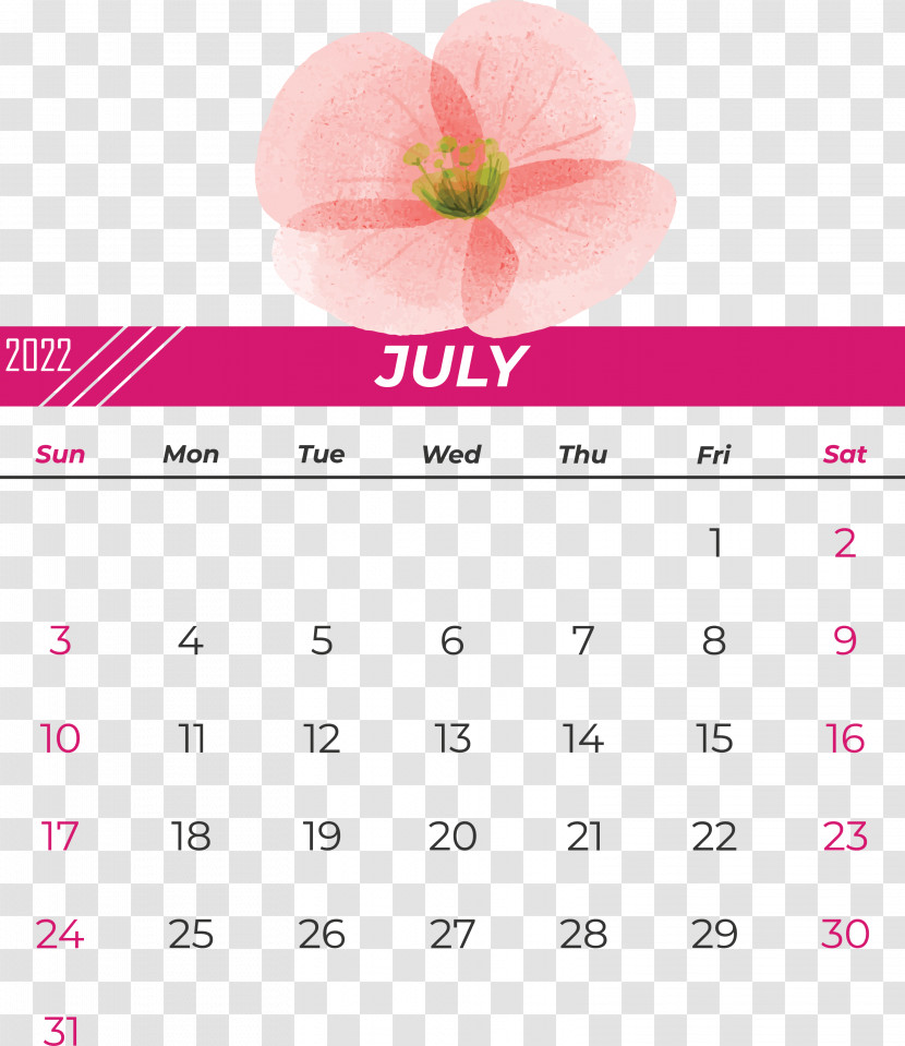 Calendar Font Pink M Petal Flower Transparent PNG