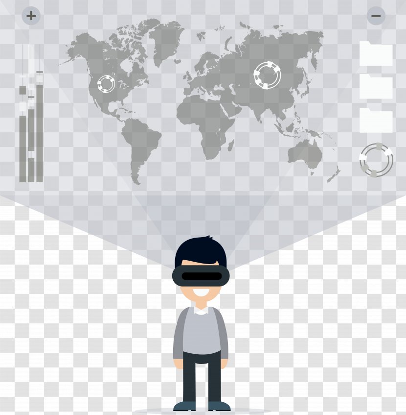 World Map Illustration - VR Glasses To See The Transparent PNG