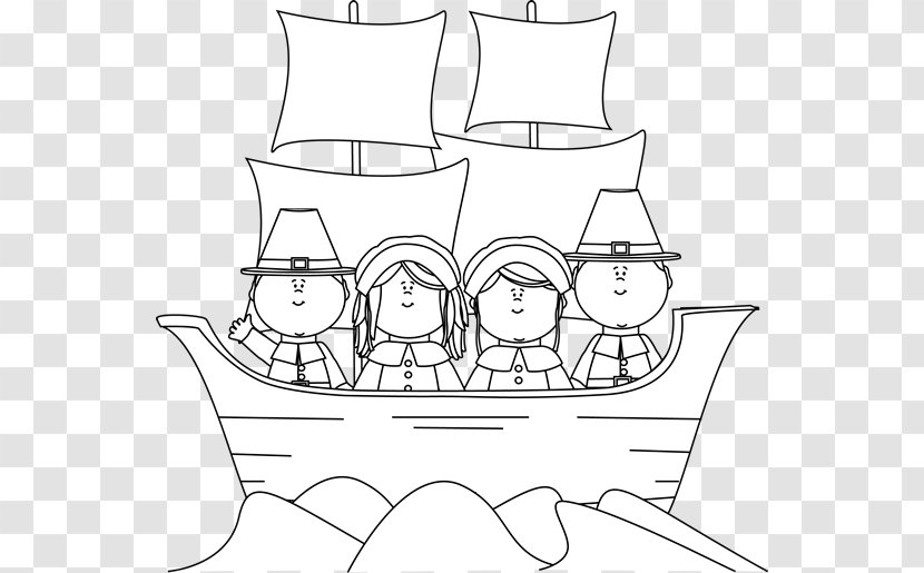 Plymouth Coloring Book Mayflower Pilgrims Thanksgiving - Line Art - Silhouttee Cliparts Transparent PNG