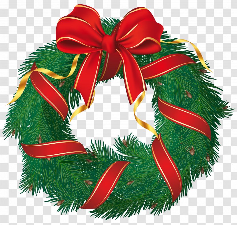 Candy Cane Christmas Wreath Garland Clip Art - Evergreen Cliparts Transparent PNG