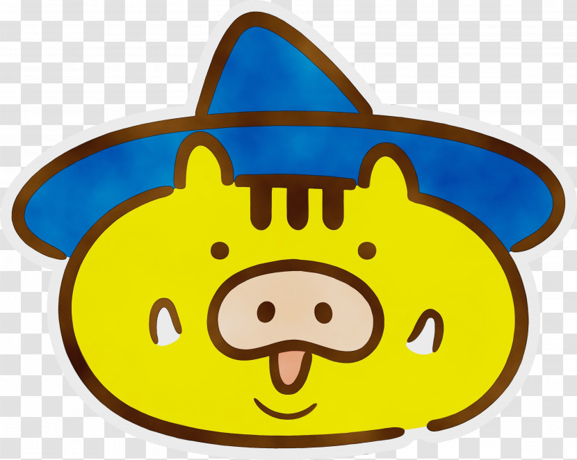 Cartoon Yellow Smiley Snout Headgear Transparent PNG