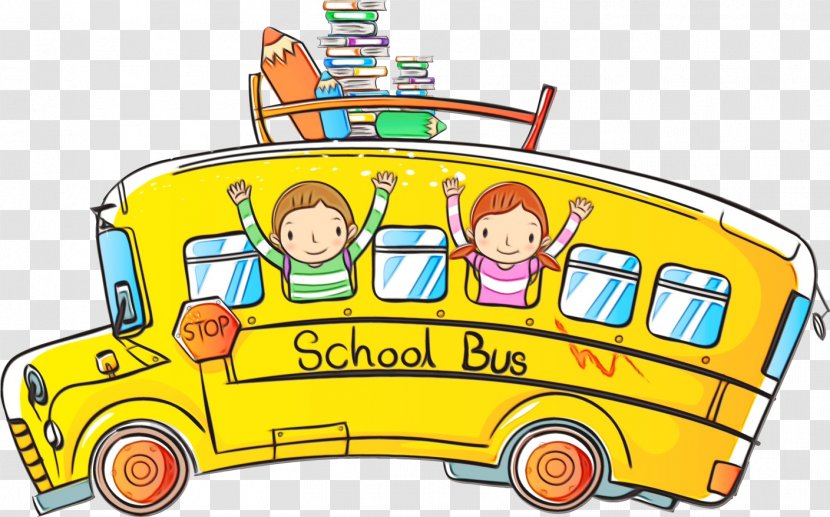 School Bus Cartoon - Wet Ink - Vehicle Transport Transparent PNG