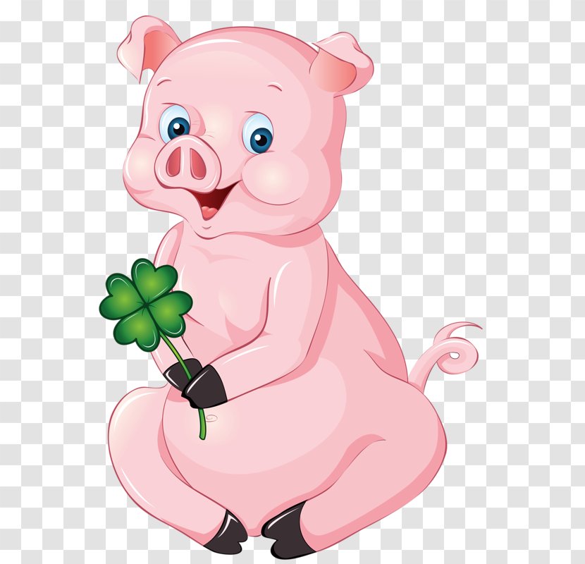 Domestic Pig Royalty-free Stock Photography - Watercolor - Holding Flower Transparent PNG