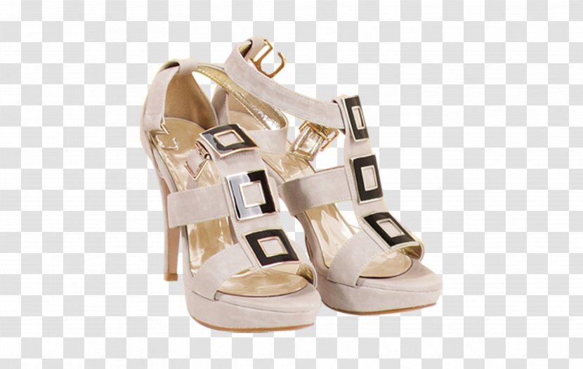 Shoe Slipper White Sandal High-heeled Footwear - Frame - A Pair Of Sandals Transparent PNG
