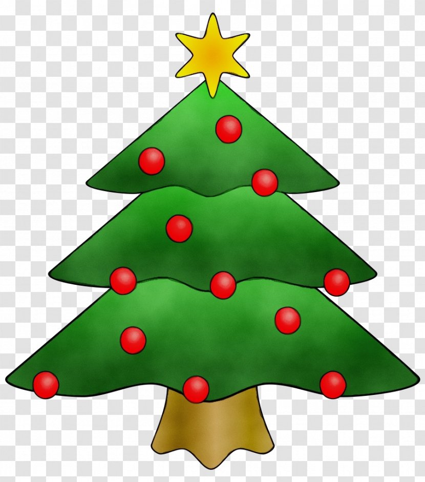 Christmas Tree Watercolor - Cartoon - Holly Plant Transparent PNG