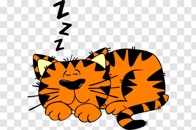 Cat Kitten Sleep Clip Art - Orange - Sleeping Cartoons Transparent PNG