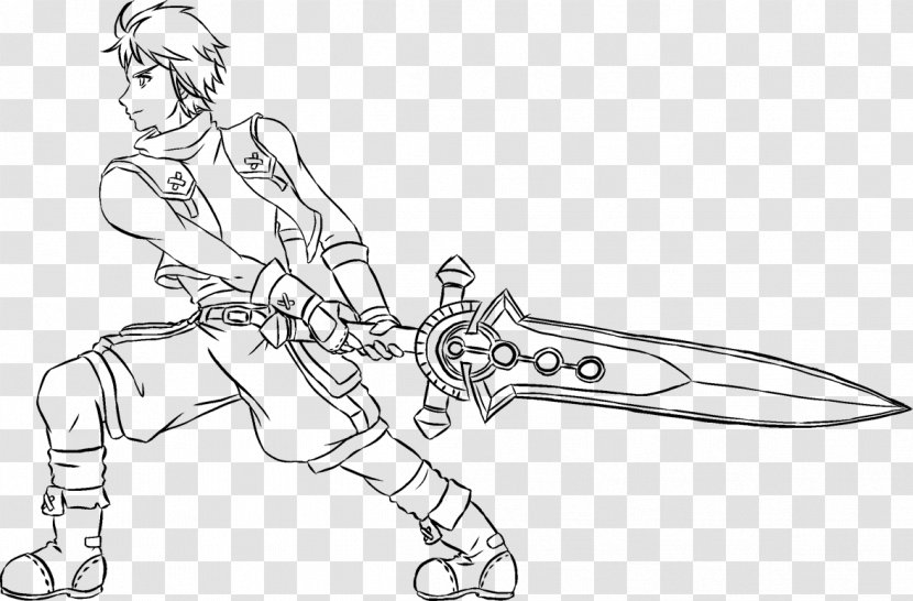 Line Art Sword Angle White - Wing Transparent PNG