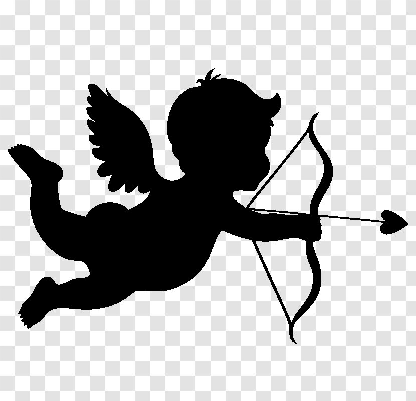 Cupid Silhouette Drawing - Stencil Transparent PNG