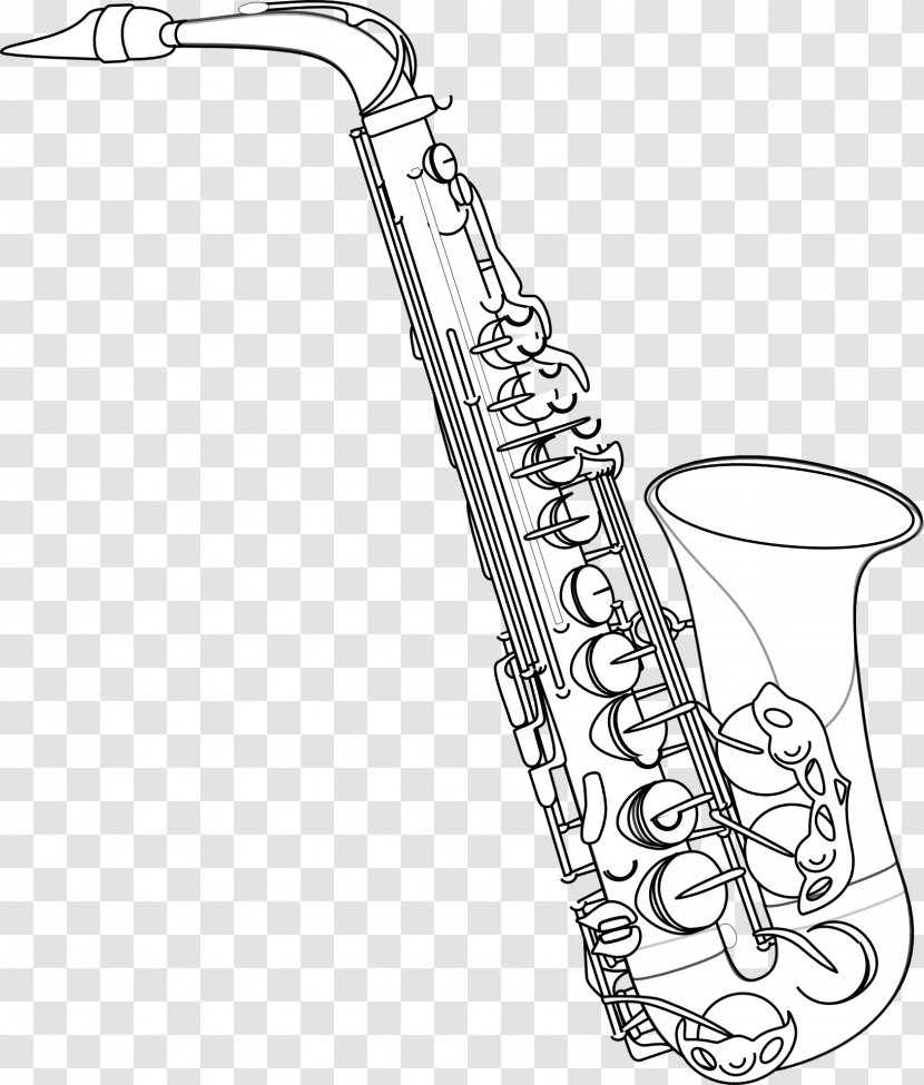 Alto Saxophone Drawing Baritone Musical Instruments - Silhouette Transparent PNG