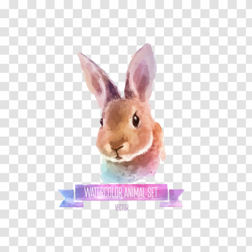 Rabbit Watercolor Painting Illustration - Canvas - Hand-painted Transparent PNG