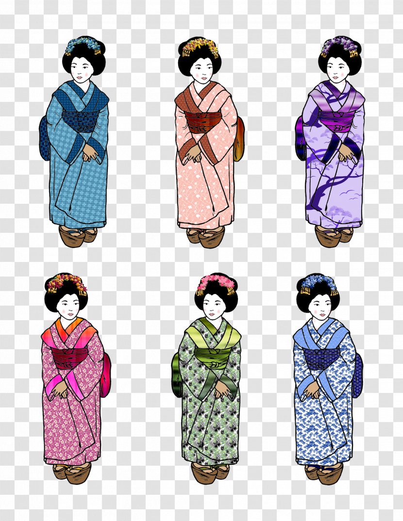 Geisha Kimono Paper Clothing Drawing Transparent PNG