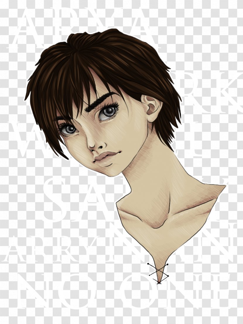 Art Brown Hair Eyebrow Bob Cut - Heart Transparent PNG