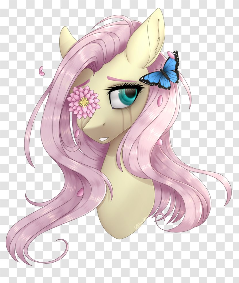 Pony Fluttershy Drawing Horse Painting - Flower - Cold Blooded Transparent PNG