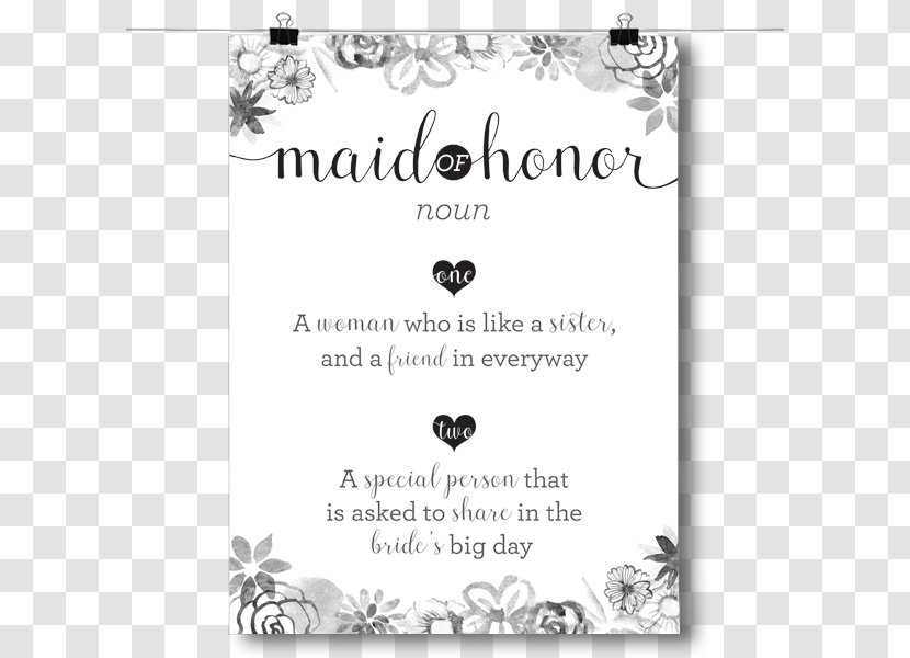 Bridesmaid Definition Poster - Maid Of Honor Transparent PNG