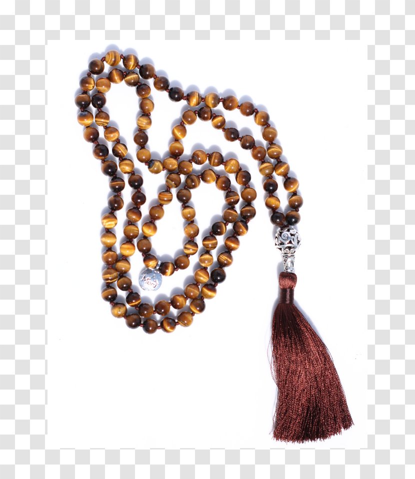 Buddhist Prayer Beads Tiger's Eye Necklace - Tassel Transparent PNG