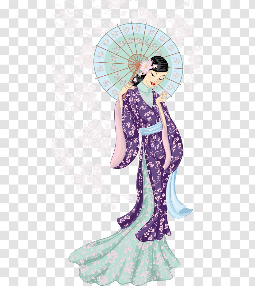 Women Vector - Geisha - Kimono Transparent PNG