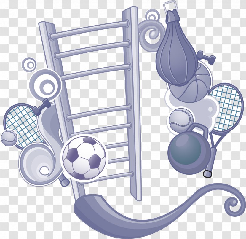 Cartoon Physical Fitness Sport Illustration - Centre - Vector Painted Sports Equipment Transparent PNG