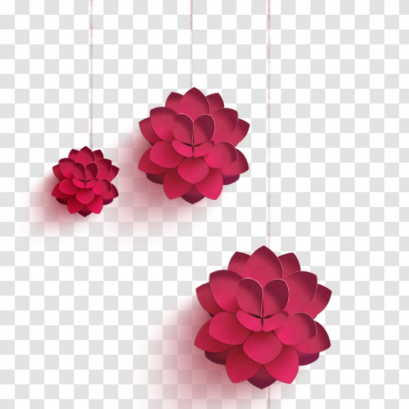 Chinese New Year Lantern Festival Poster - Cut Flowers - Red Lotus Transparent PNG