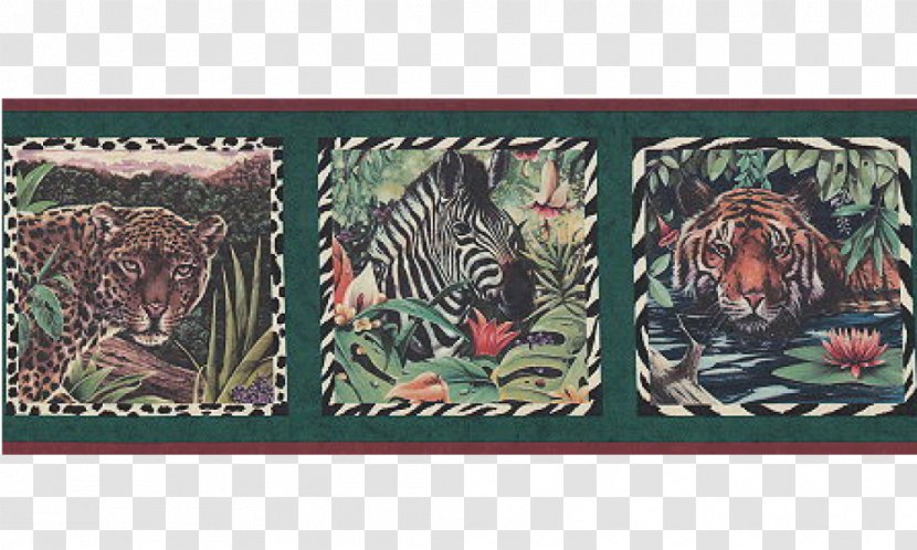 Tiger Blue Red Wallpaper - Border Animal Transparent PNG