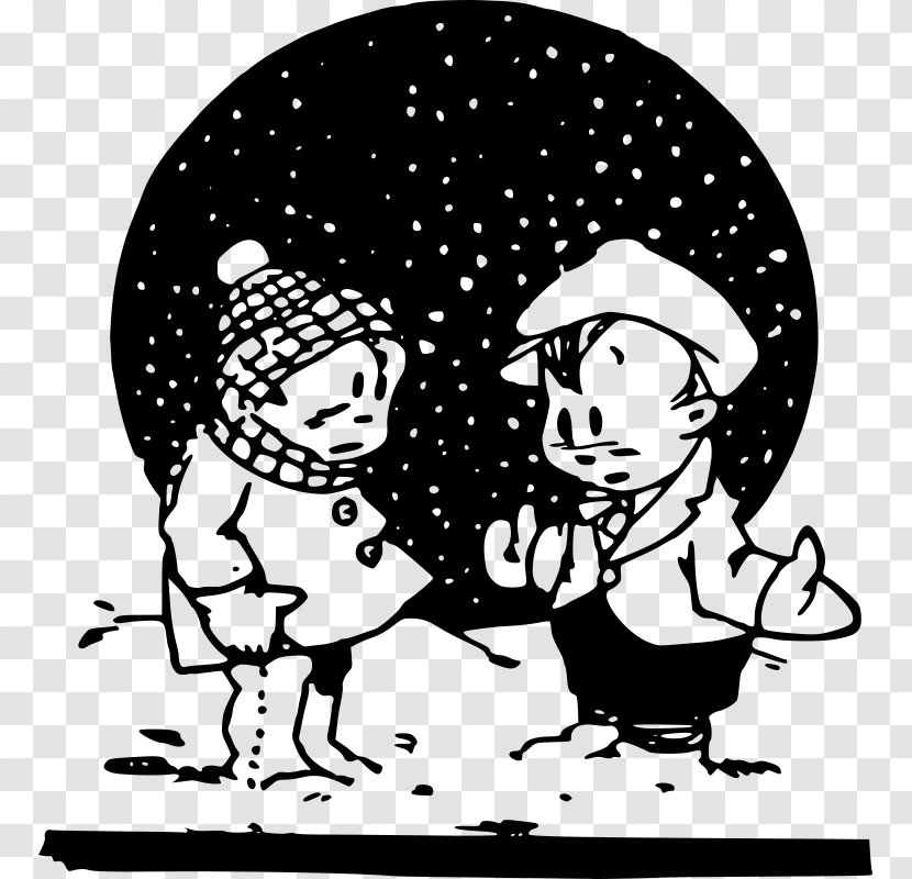 The Snowy Day Black And White Clip Art - Cartoon Transparent PNG