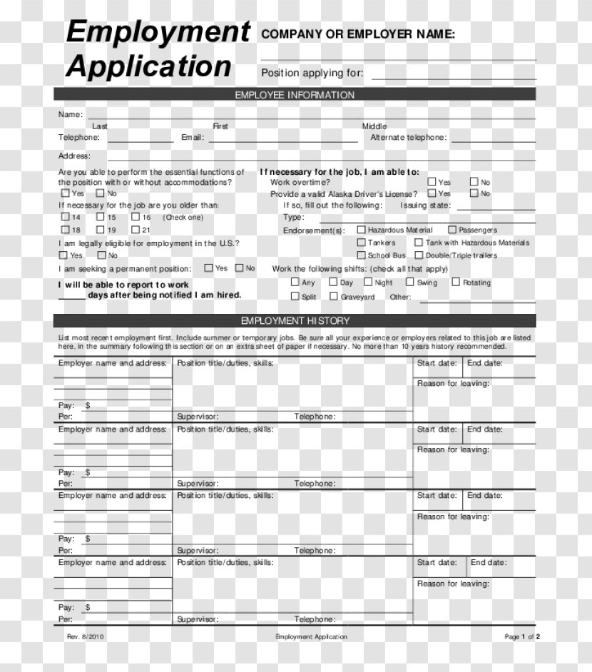 Application For Employment Template Cover Letter Résumé - Frame Transparent PNG