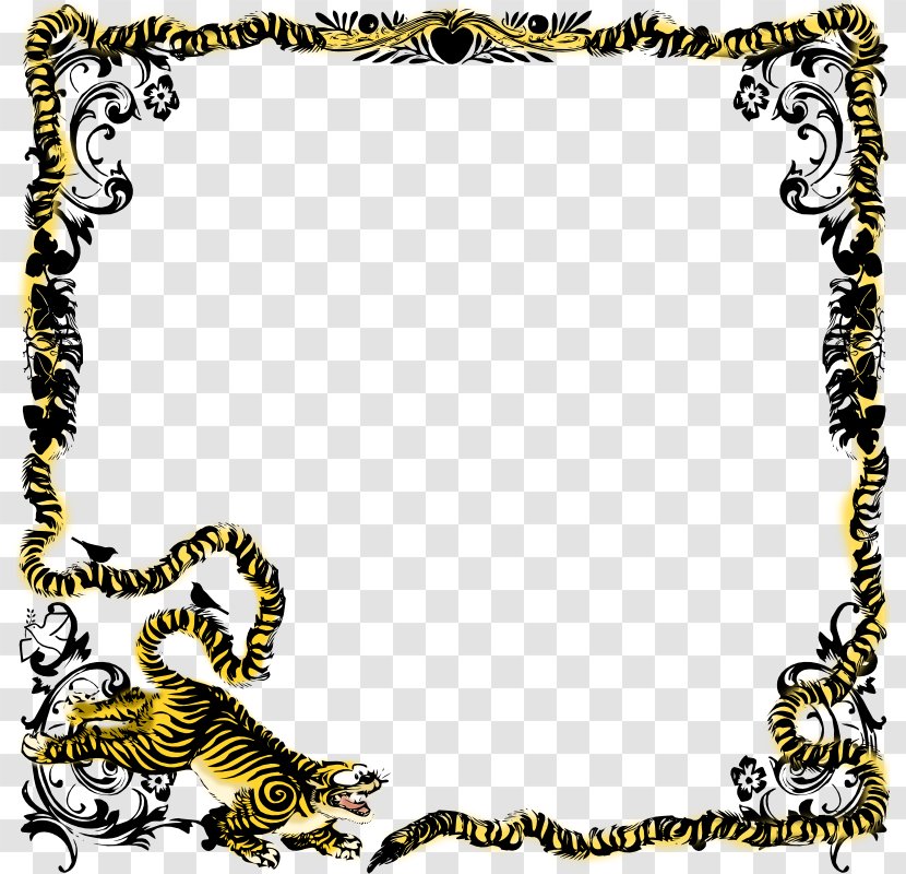Tiger Puppy Picture Frame Ornament Clip Art - Free Content - Letterhead Borders Transparent PNG