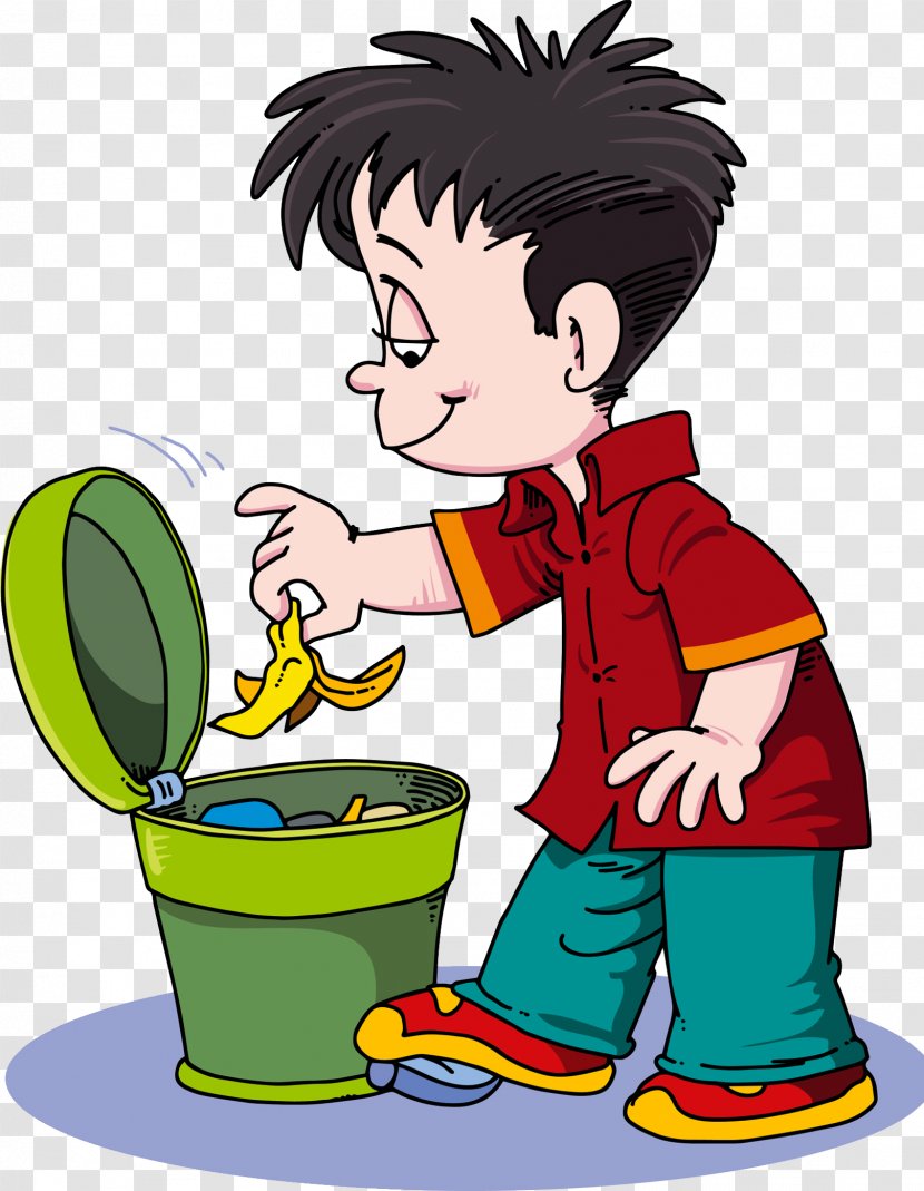 Waste Container Clip Art - Cartoon - Rubbish Thrown Into The Trash Transparent PNG