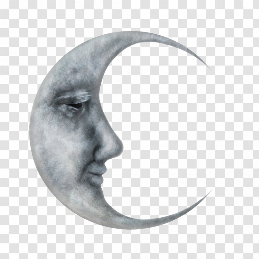 Man In The Moon Full Drawing - Face - Half Transparent PNG