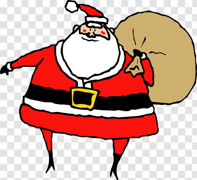 Santa Claus Cartoon - Wreath - Pleased Transparent PNG