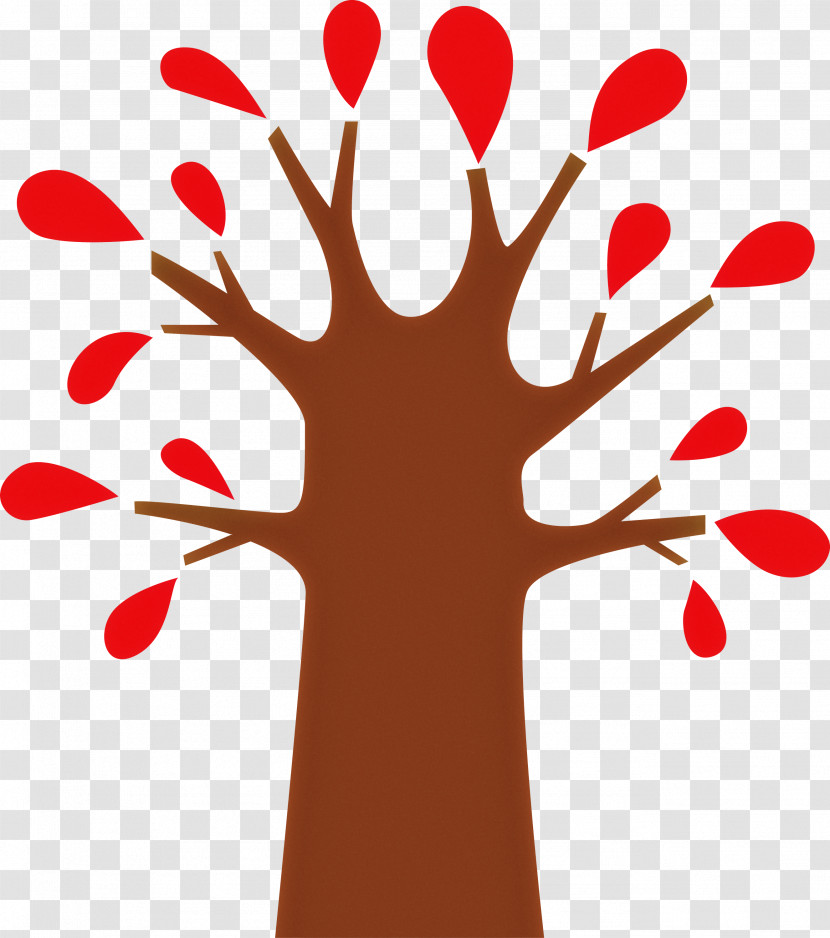 Red Leaf Tree Hand Finger Transparent PNG