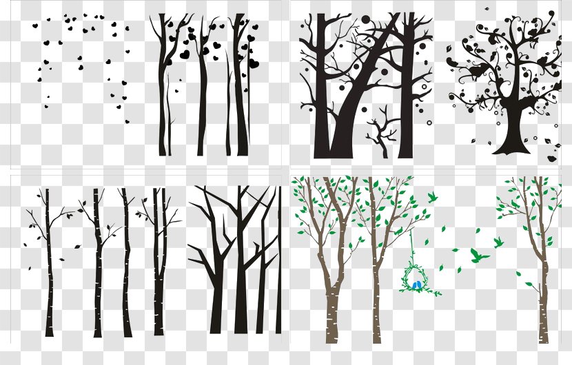 Twig Silhouette Tree - Line Art - Branch Transparent PNG