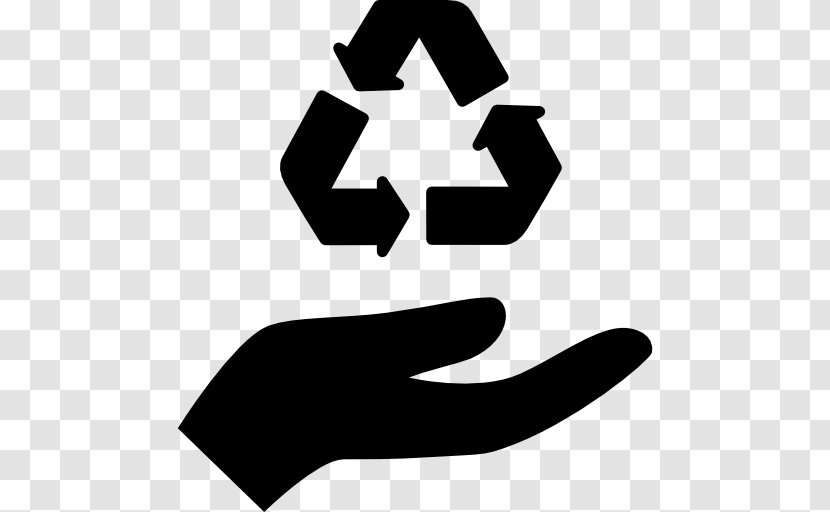 Reuse Recycling Symbol - Black And White - Hand Mark Transparent PNG