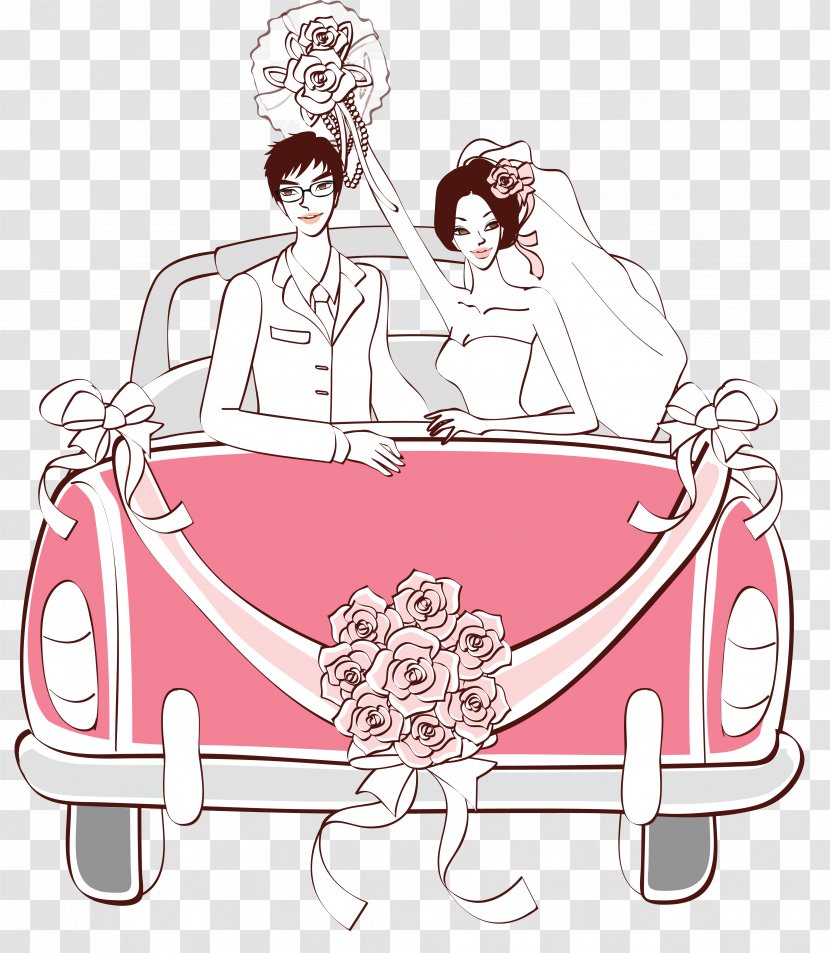 Wedding Invitation Car Marriage - White - Just Married Transparent PNG