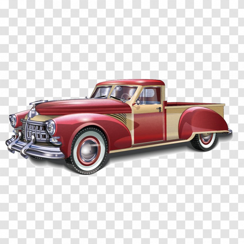 Sports Car Pickup Truck Antique - Tire - Red Vector Transparent PNG