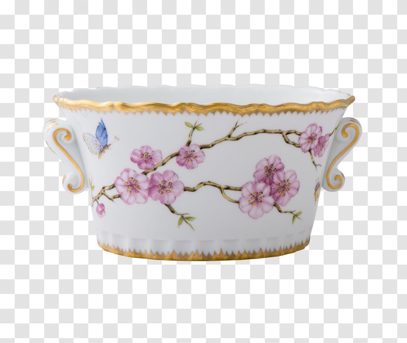 Cherry Blossom White House Cachepot - Oval Transparent PNG