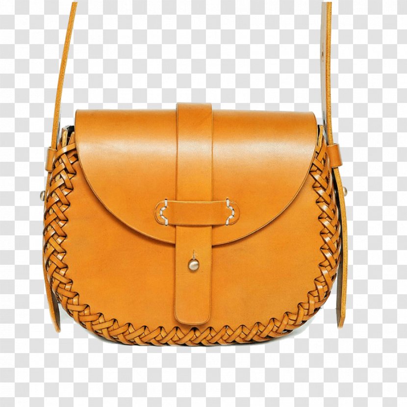 Leather Saddlebag Handbag Tote Bag - Orange Transparent PNG