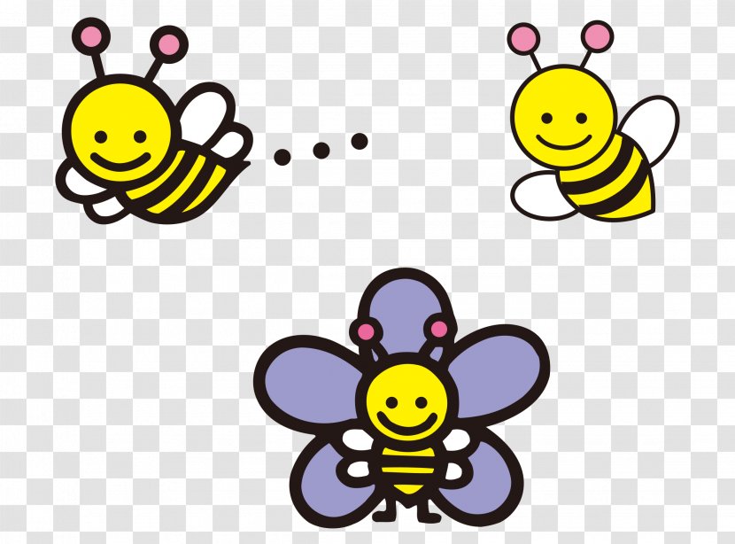 Honey Bee Insect Animation - Smiley - Vector Cartoon Hand Painted Cute Flying Bees Transparent PNG