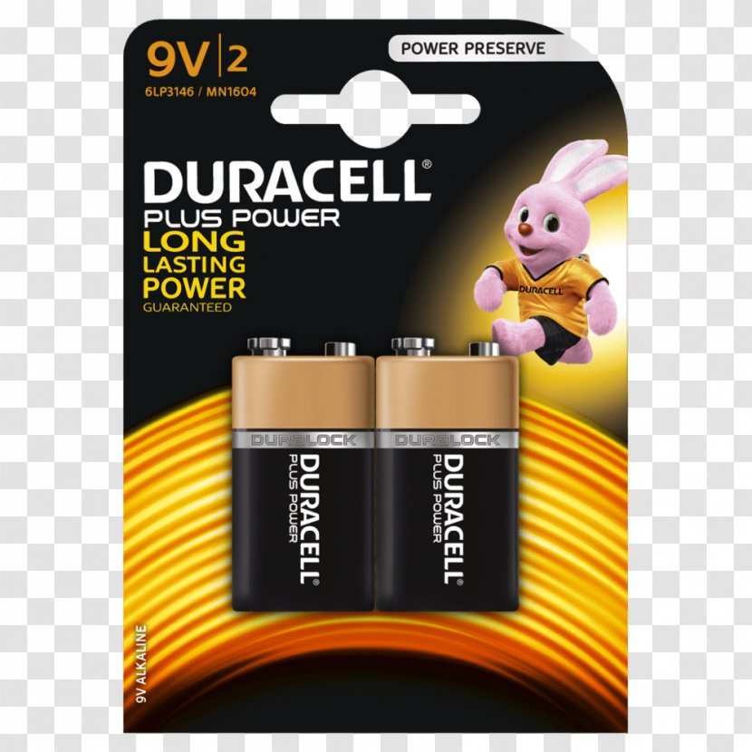 Nine-volt Battery Duracell Alkaline AAA Electric - Yellow Transparent PNG