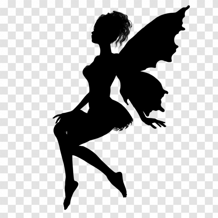 Paper Wall Decal Sticker Fairy - Black And White - Sillhouette Transparent PNG