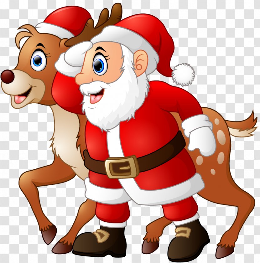 Santa Claus Reindeer Christmas - Fictional Character - Deer Element Transparent PNG
