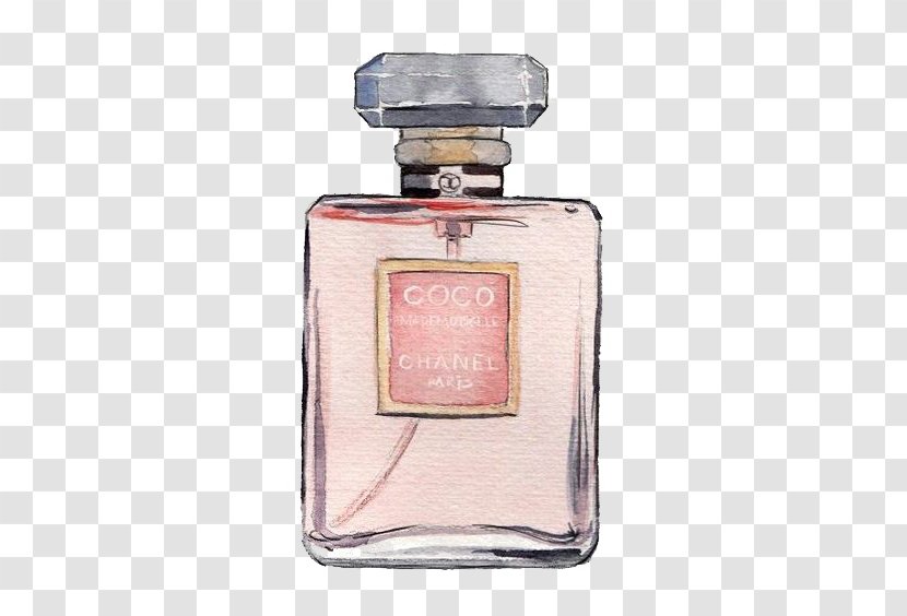 Chanel No. 5 Coco Mademoiselle Watercolor Painting - Perfume Transparent PNG