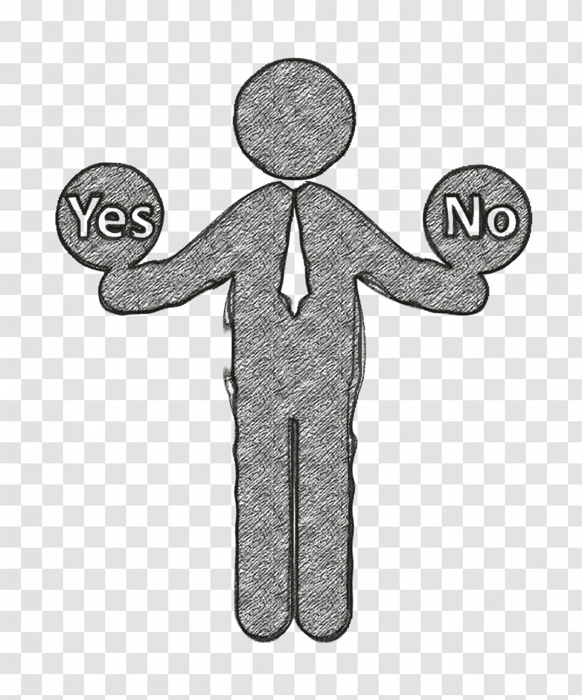 People Icon Human Pictos Icon Man With Two Options To Choose Between Yes Or No Icon Transparent PNG