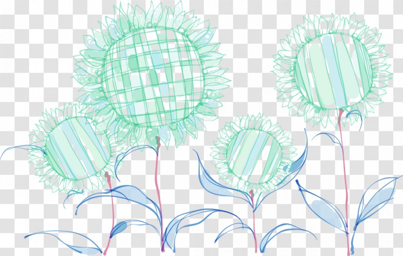 Common Sunflower Illustration - Green Fresh Decorative Patterns Transparent PNG
