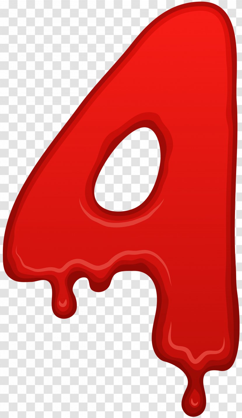 Red Blood - Bloody Number Four Clip Art Image Transparent PNG