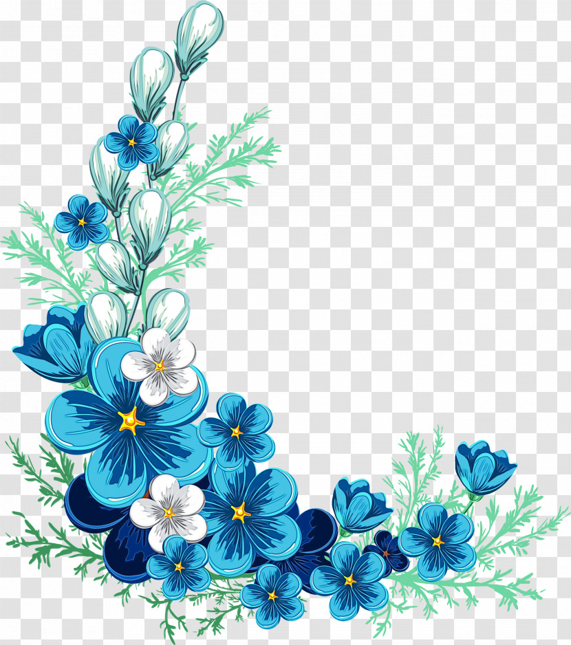 Blue Flower Frame Transparent PNG