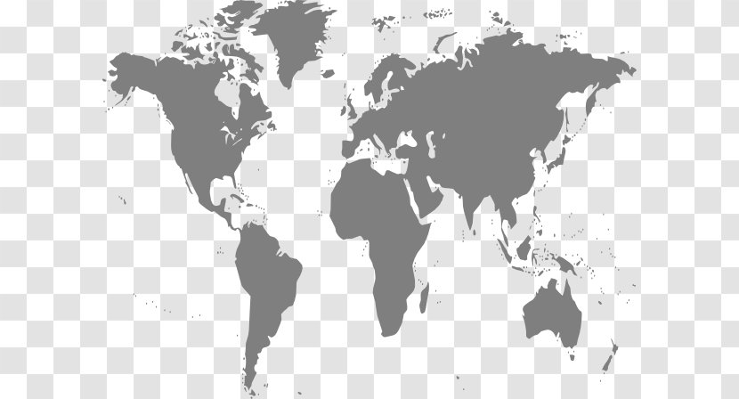 World Map Clip Art - Black And White Transparent PNG