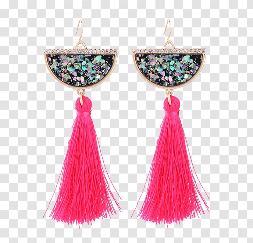 Earring Gemstone Tassel Jewellery Feather - Pink Transparent PNG