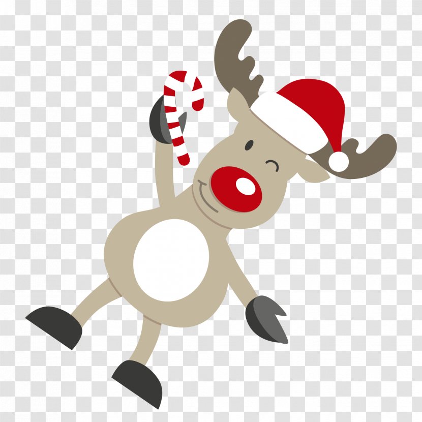 Santa Claus's Reindeer Christmas Card - Jumper - Cartoon Vector Material Blink Transparent PNG