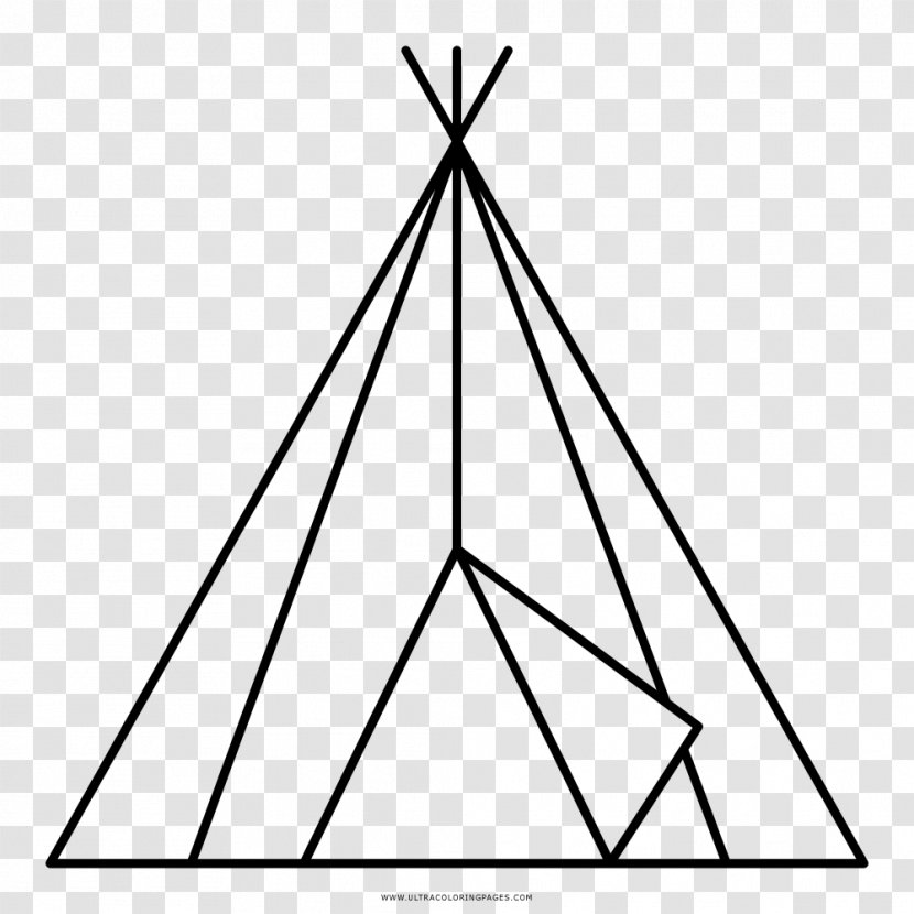 Coloring Book Tipi Drawing Native Americans In The United States Black And White - Text Transparent PNG