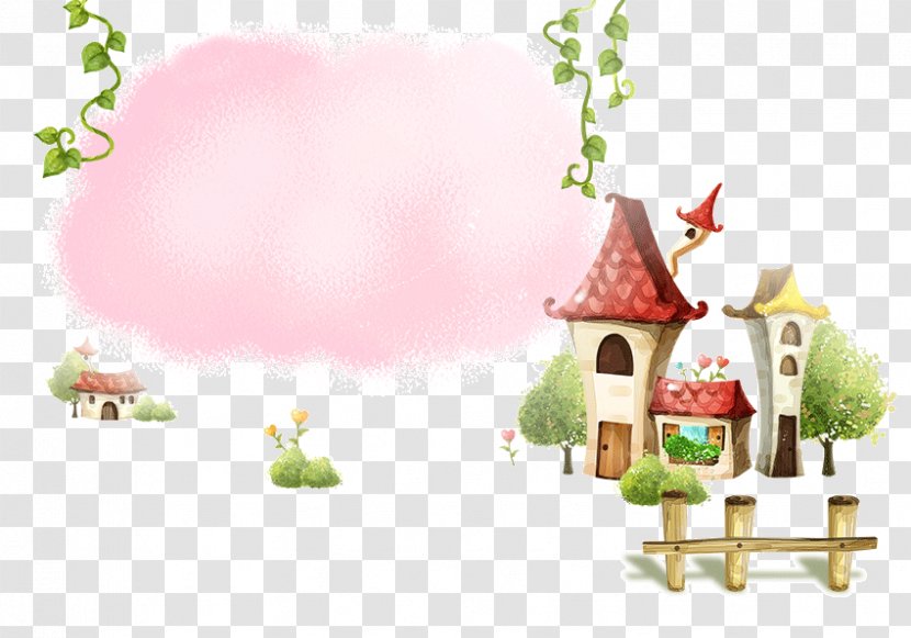 Cartoon Landscape Wallpaper - High Definition Television - Hand-painted House Transparent PNG